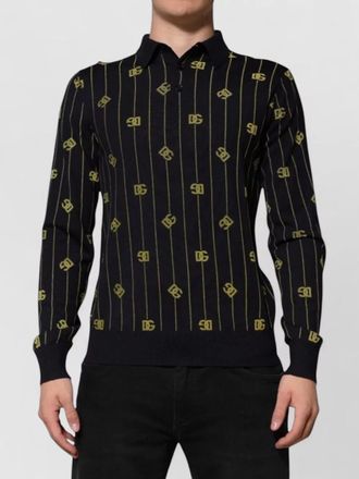 Dolce & Gabbana wool logo-jacquard long-sleeve polo shirt