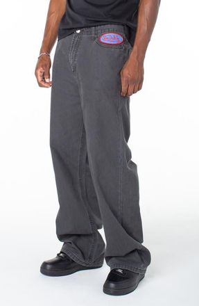 Von Dutch Baggy Contrast Graphic Patch Straight Reaper Pant in Moonless Night at Nordstrom, Size 38