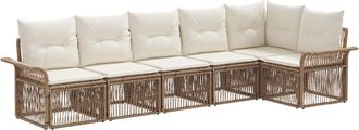 vidaXL Conjunto De Sof&aacute;s De Jard&iacute;n 6 Uds. Beige Rat&aacute;n Sint&eacute;tico Vidaxl