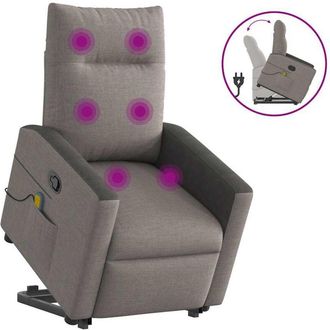 vidaXL Vidaxl - Sill&oacute;n Reclinable De Masaje Elevable Tela Gris Taup&eacute;