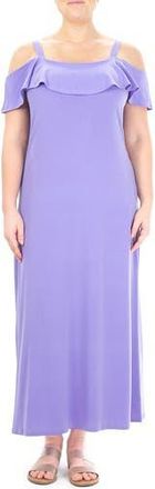 Nina Leonard Ruffle Cold Shoulder Maxi Dress in Lilac at Nordstrom Rack, Size Medium