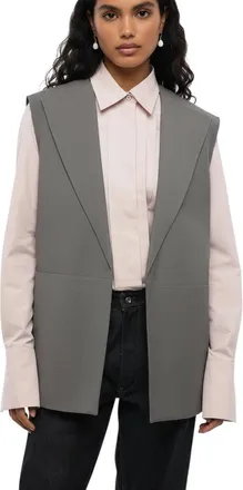 Jil Sander Grey Solid Notched Lapel Blazer