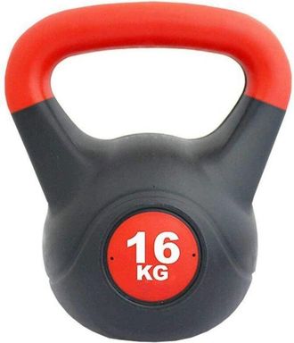Softee Softee - Kettlebell Pvc Rellenas De Cemento - Peso 16kg - Rojo Y Negro