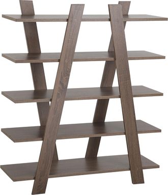 Beliani Beliani - Estanter&iacute;a Librer&iacute;a Madera Oscura 116 X 100 Cm 5 Baldas Escandinava Escalante