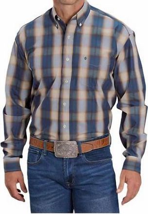 Stetson Long Sleeve Plaid Western Shirt In Blue Ranch