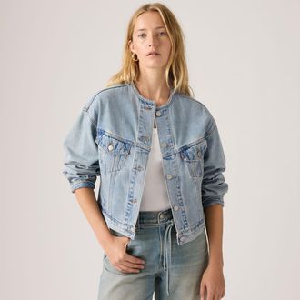 Levi's Collarless Shrunken 90s Trucker Jacket - Womens - XS - Blue