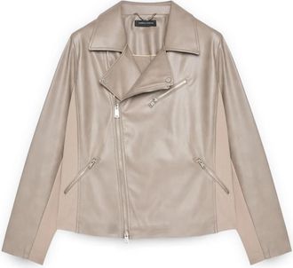 Fiorella Rubino Bikerjack met stretchstof-inzetstukken - Dames - Zomerjassen - Grijs - 3XL - Polyester - Jassen