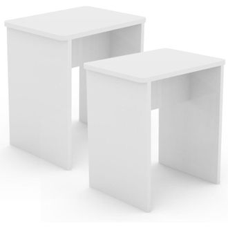 ebuy24 Ebuy24 - vcm Set di 2 Sgabello Sedile in Legno Cubo Piede Tavolino Esal (Bianco)