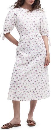 Barbour Goodleigh Floral Puff Sleeve Cotton Midi Dress in Multi at Nordstrom Rack, Size 10 Us / 14 Uk