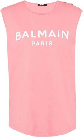 Balmain Mouwloze Top - Dames - Tops zonder mouwen - Roze - S - Katoen - Tops