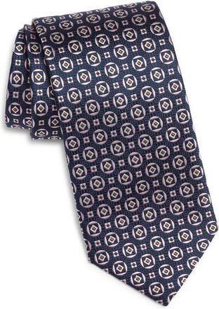 Canali Geometric Medallion Silk Tie in Navy at Nordstrom