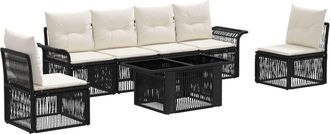 vidaXL Conjunto De Sof&aacute;s De Jard&iacute;n 7 Uds. Negro Y Blanco Crema Vidaxl
