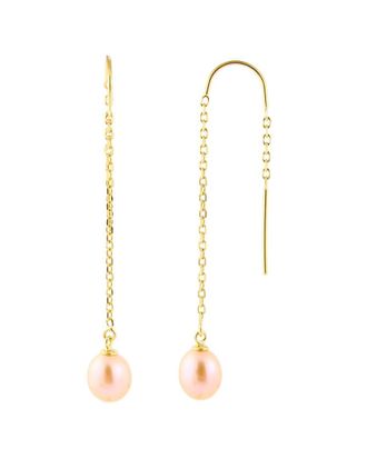 Splendid Pearls Gold Over Silver 7-8Mm Pearl Earrings