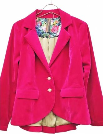 Aratta Womens Jovie Velvet Button-Up Blazer In Fuchsia