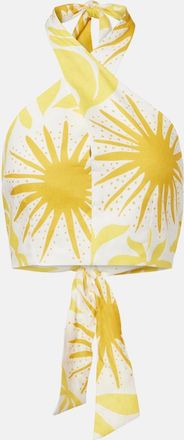 Cala de la Cruz Ivy printed halterneck linen crop top