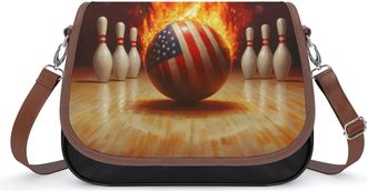 Generic Bowling Flaming Ball Crossbody Bags for Women Shoulder Messenger Bag Purse Handbags