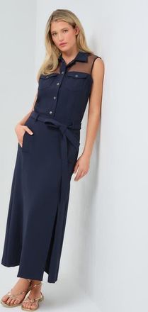 Anatomie Galina Performance Twill Belted Skirt in Navy at Nordstrom, Size Small