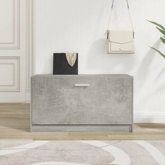 vidaXL Vidaxl - Banco Zapatero Madera Contrachapada Gris Hormig&oacute;n 80x24x45 Cm