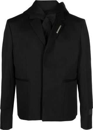 Heliot Emil single-breasted hooded blazer - men - Virgin Wool/Viscose/Acetate - 50 - Black