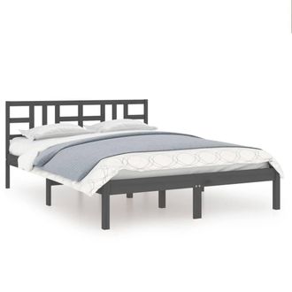 Berkfield Home Bed Frame Grey Solid Wood 200x200 cm
