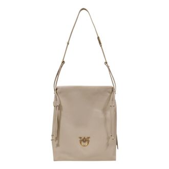 Pinko Elegant Slouchy Classic Leather Bag - Dames - Schoudertassen - Beige - ONE Size - Katoen - Tassen