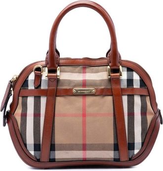 Burberry Pre-owned Burberry Small Leather Trimmed House Check Canvas Bridle Orchard Satchel Ladies CU12H0A07JSDU575