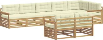 vidaXL Conjunto De Sof&aacute;s De Exterior 8 Uds. Blanco Y Crema Poli&eacute;ster Vidaxl
