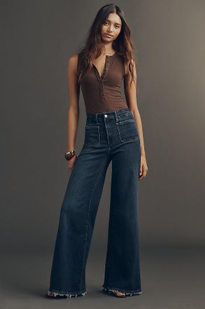 Good American Soft-Tech Good Waist High-Rise Palazzo Jeans