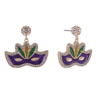 Hallmark Mardi Gras Mask Stone Earrings in Purple at Nordstrom