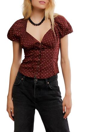 Free People Summer Floral Print Shirt in Chocolate Combo at Nordstrom, Size X-Large