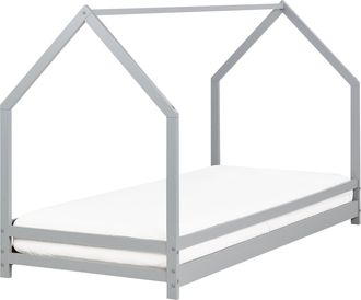 Beliani Beliani - Cama Infantil Con Dosel Y Somier De Madera De Pino Gris 90 X 200 Cm Appy