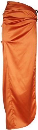 GCDS Elegante Zijdelingse Split Lange Rok - Dames - Maxi Rokken - Oranje - S - Polyester - Rokken