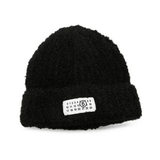 Maison Margiela Accessoires, Dames, Zwart, M, Wol, Logo beanie