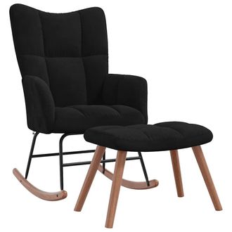 vidaXL Silla Mecedora Con Reposapi&eacute;s Terciopelo Negro Vidaxl