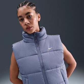 Nike Womens Nike Sportswear Classic Puffer Therma-FIT Loose Vest in Blue | FZ5922-499