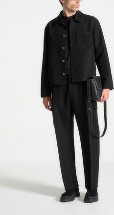 Mani&egrave;re De Voir Maurice Relaxed Fit Twill Pocket Trousers in Black at Nordstrom, Size 38