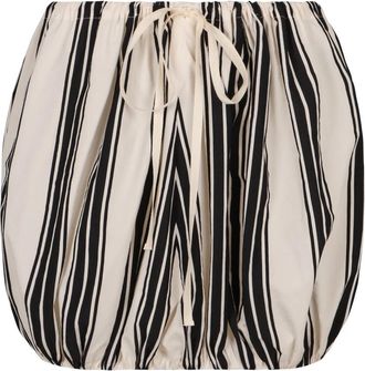 Philosophy di Lorenzo Serafini Gestreept katoenen minirok met trekkoord in de taille - Dames - Korte rokken - Beige - 2XS - Katoen - Rokken