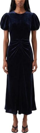 Victoria Beckham Jurk met gedrapeerde taille - Dames - Casual kleedjes - Blauw - XS - Leer - Kleedjes