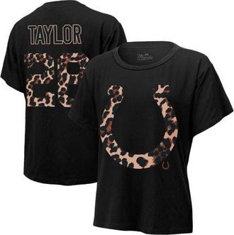 Majestic Threads Womens Majestic Threads Jonathan Taylor Black Indianapolis Colts Leopard Player Name & Number T-Shirt at Nordstrom, Size Small