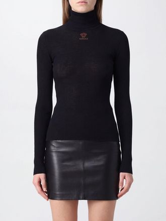 Versace Slim Fit Turtleneck Jumper in Cotton-Blend with Long Sleeves