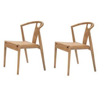Mathi Design Conjunto de 2 sillas de madera y rat&aacute;n