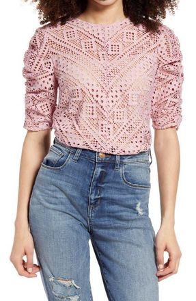 endless rose Chevron Stripe Lace Top in Pink at Nordstrom, Size X-Small