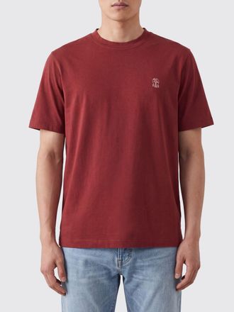 Brunello Cucinelli T-shirt girocollo in cotone con logo a contrasto