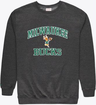 Mitchell & Ness Mens Mitchell & Ness Heather Charcoal Milwaukee Bucks Hardwood Classics Big & Tall Crewneck Sweatshirt at Nordstrom, Size 4X-Large
