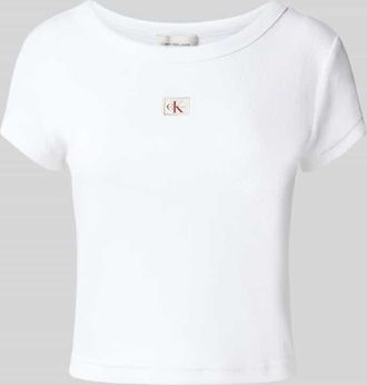 Calvin Klein Jeans T-Shirt mit Label-Badge in Weiss, Größe XS