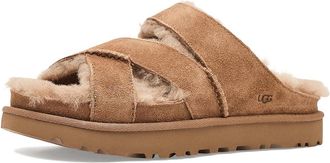 UGG Greenport Cross Strap Slide Womens Slippers Chestnut : 10 B - Medium, Suede