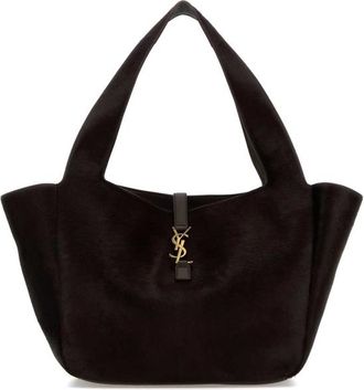 Saint Laurent Chocolate Calf Hair Le 5 a 7 Bea Shopping Bag