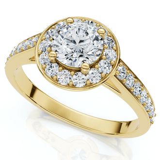 Pompeii3 1Ct Diamond Halo Engagement Ring 14k Gold or Platinum Lab Grown EF/VS