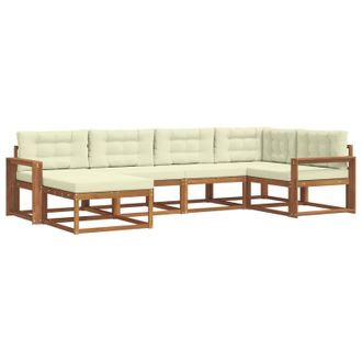 vidaXL Conjunto De Sof&aacute;s De Exterior Con Coj&iacute;n 6 Pcs Natural Y Crema Vidaxl