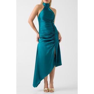 Marciano Evelina Sleeveless Halter Midi Dress in Medium Blue at Nordstrom, Size 0 Us